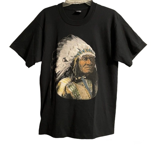 Screen Stars Other - Screen Stars Best T Shirt Large Graphic Black Vintage American Indian Ch…